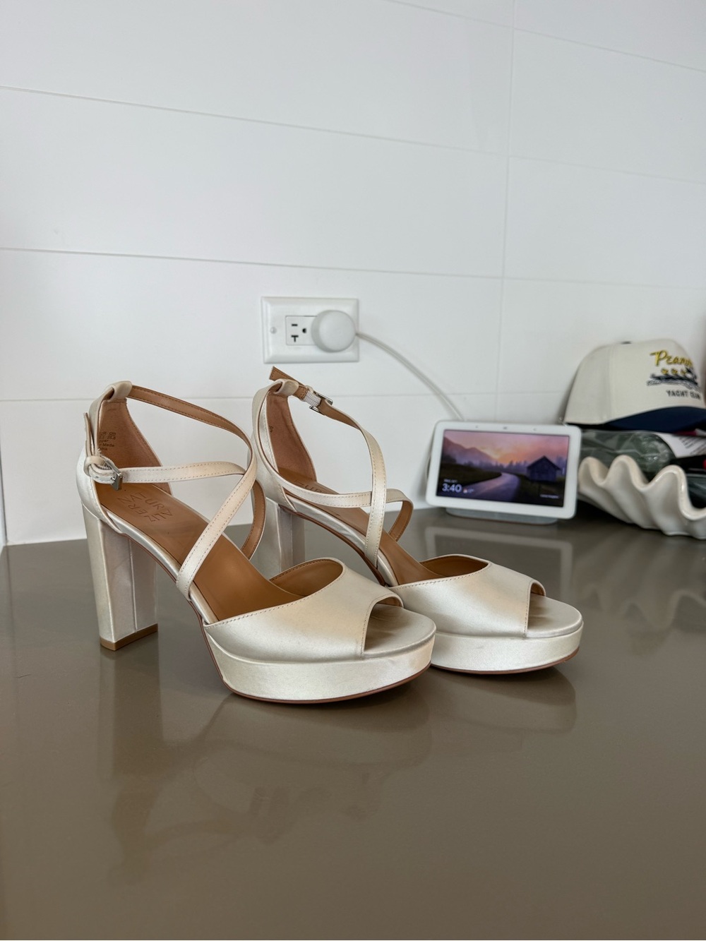 Naturalizer Ivory Cross-Strap Platform Sandals
